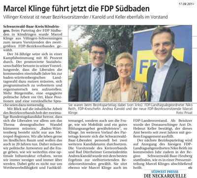 Marcel Klinge führt FDP Südbaden