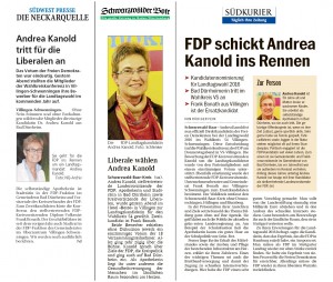 Bild der Presseartikel zur Landtagskandidatur von Andrea Kanold