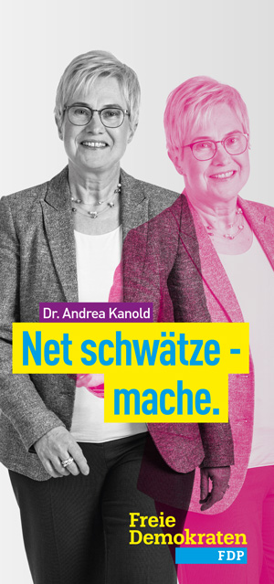 Titelbild Folder zur Landtagswahl, Dr. Andrea Kanold, FDP