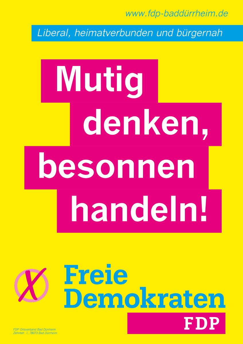FDP Plakat zur Gemeinderatswahl 2019 Bad Dürrheim